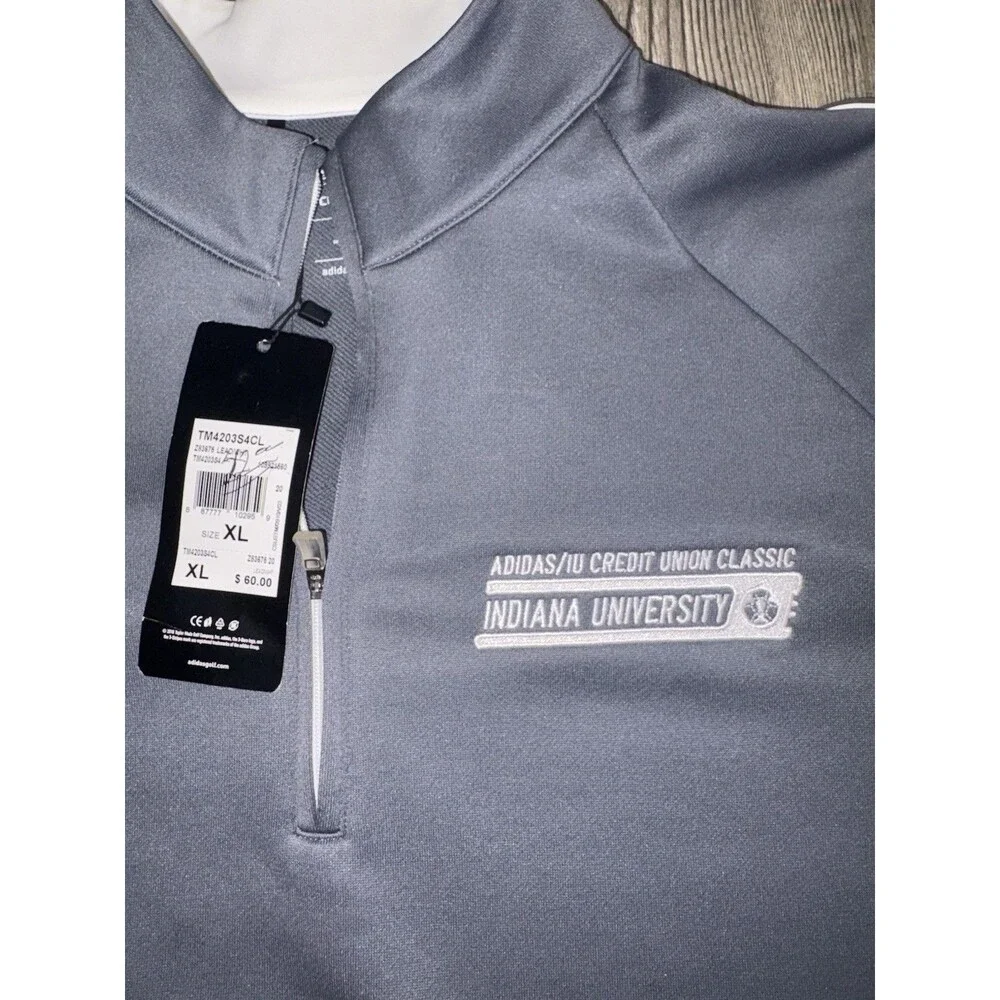 NWT Adidas 1/4 Zip Pullover Shirt Mens XL Indiana University Logo Performance